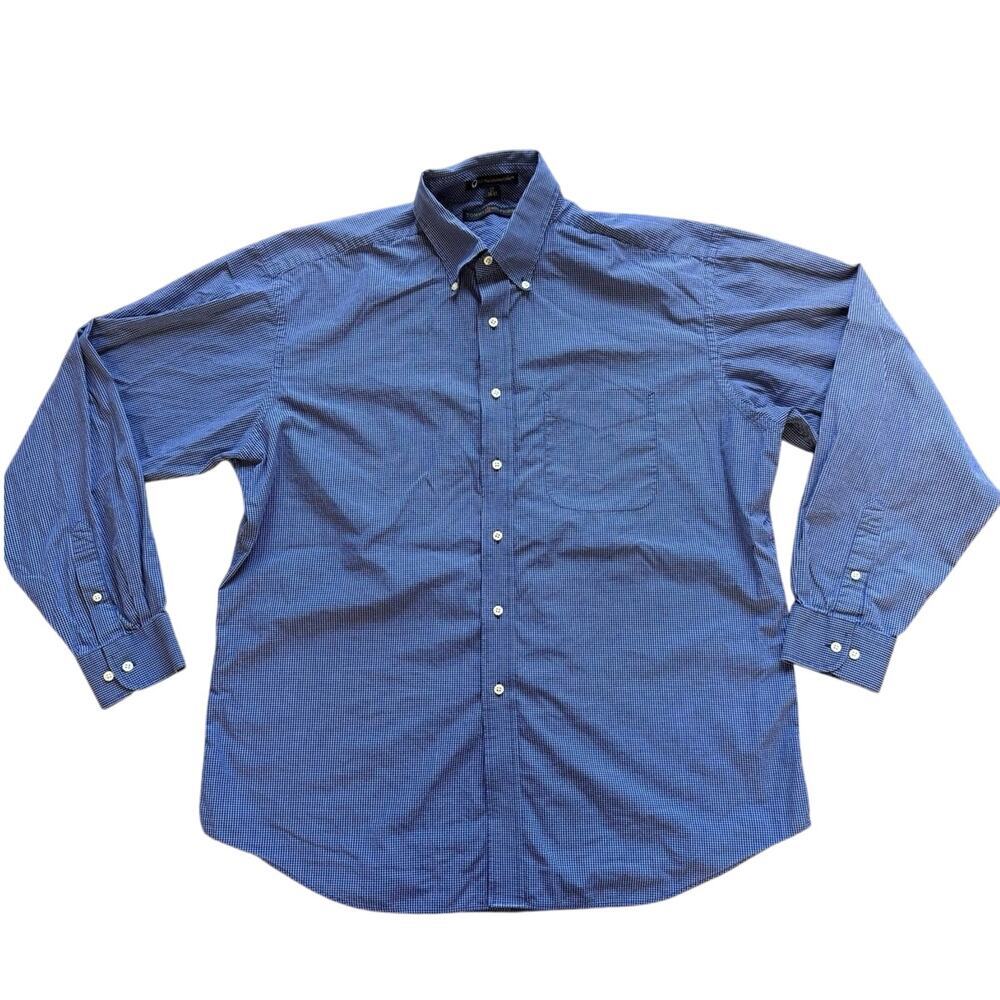 Tommy Hilfiger Men's Long Sleeve Dress Shirt - Size 17 36/37, Navy/White